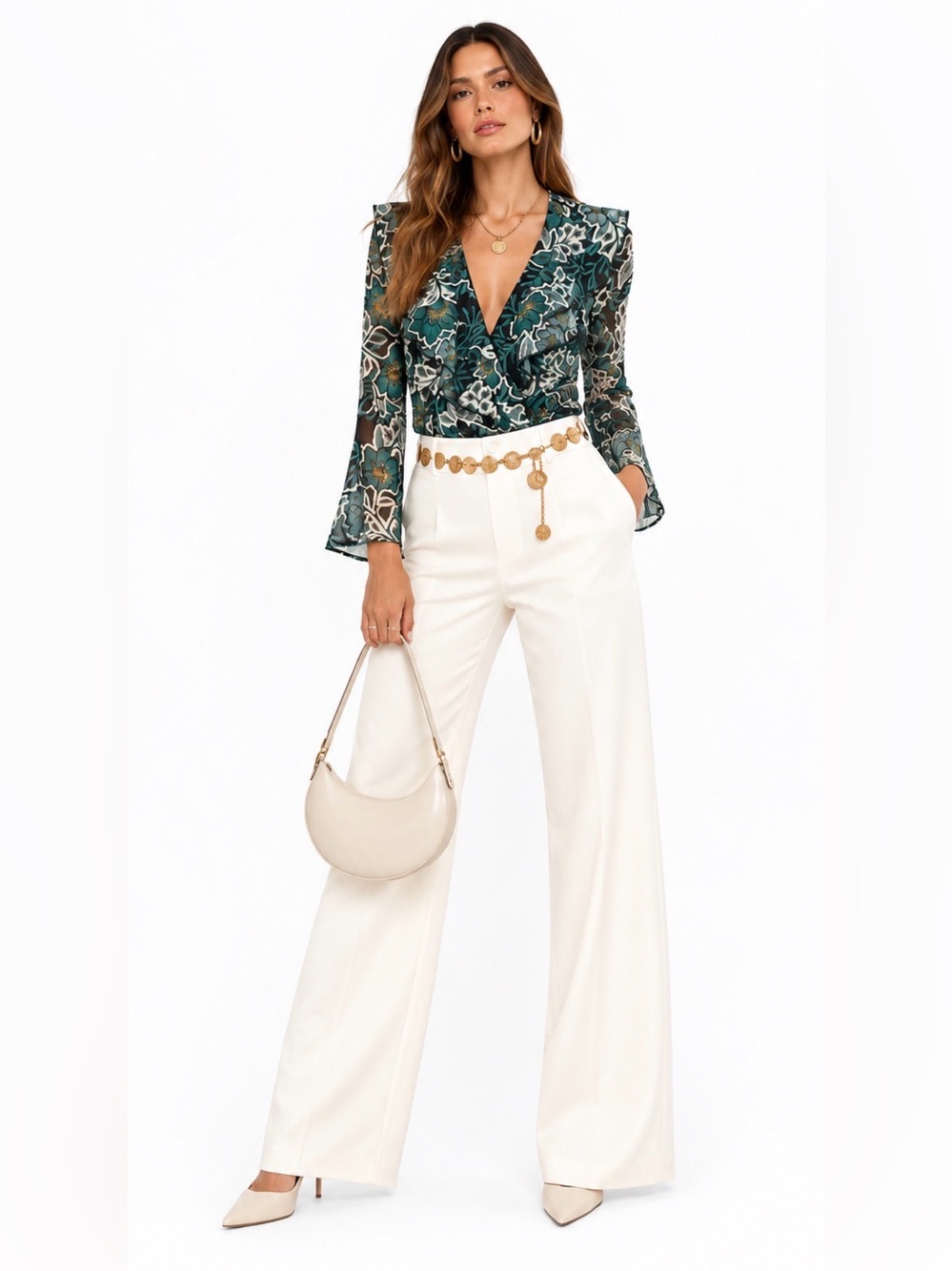 Band of the Free by Band of Gypsies Bonnie Emerald Floral Long Sleeve Bodysuit